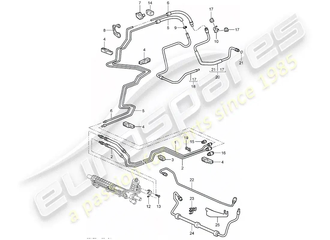 porsche 2005 (997-1) dirección asistida diagrama de piezas