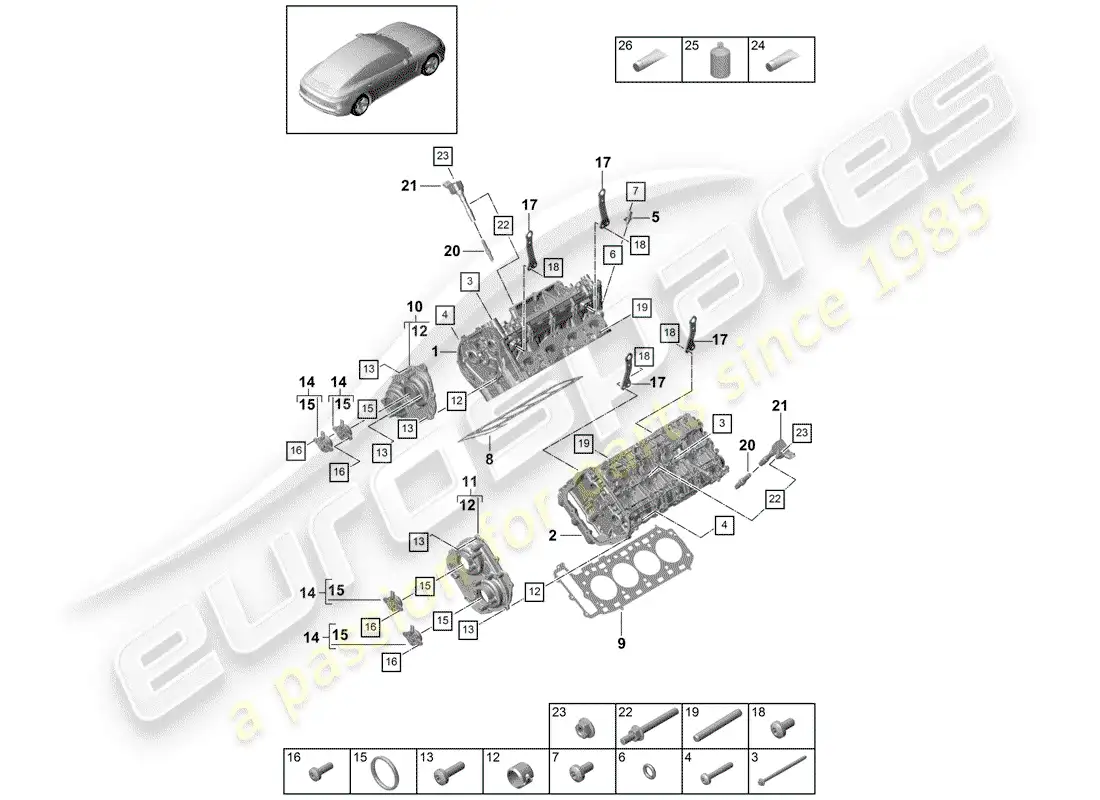 porsche 2017 (panamera 971-1) cabeza de cilindro diagrama de piezas