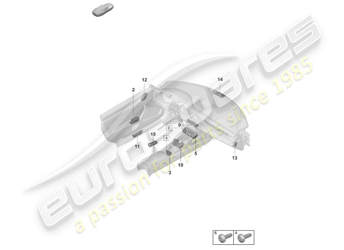 porsche 2021 (992-1 gt3/rs/st) toma de interruptor diagrama de piezas