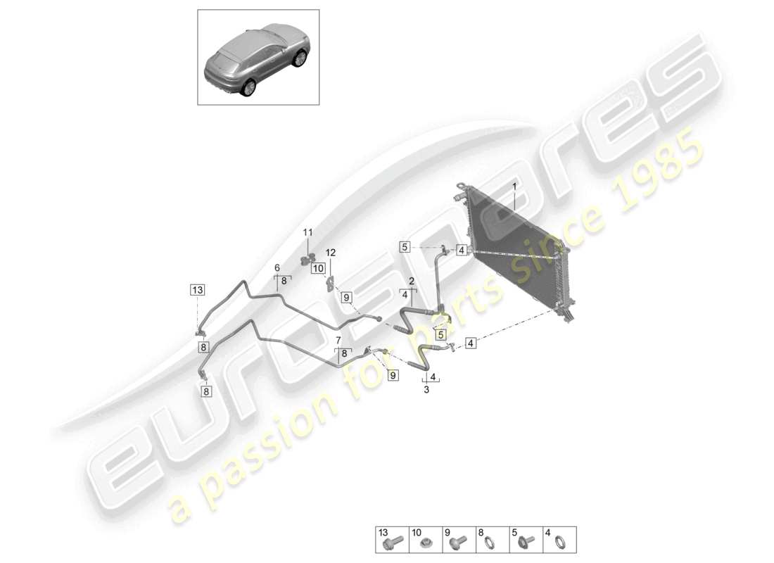 porsche 2021 (macan) - pdk - caja de cambios enfriador de aceite de engranajes línea de presión de aceite diagrama de piezas