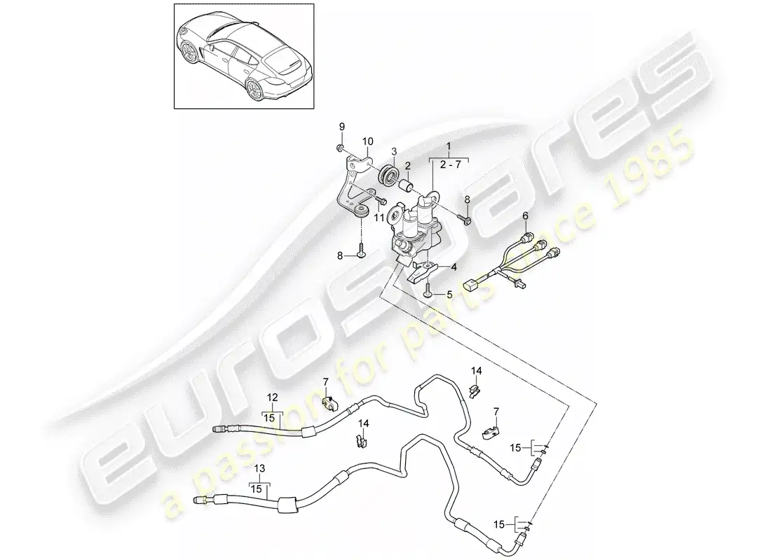porsche 2014 (panamera 970) estabilizador diagrama de piezas