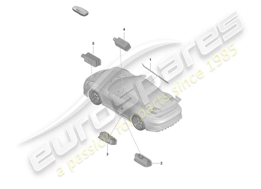 porsche 2021 (992-1 gt3/rs/st) luz interior luz de advertencia de la puerta luz del espacio para los pies diagrama de piezas