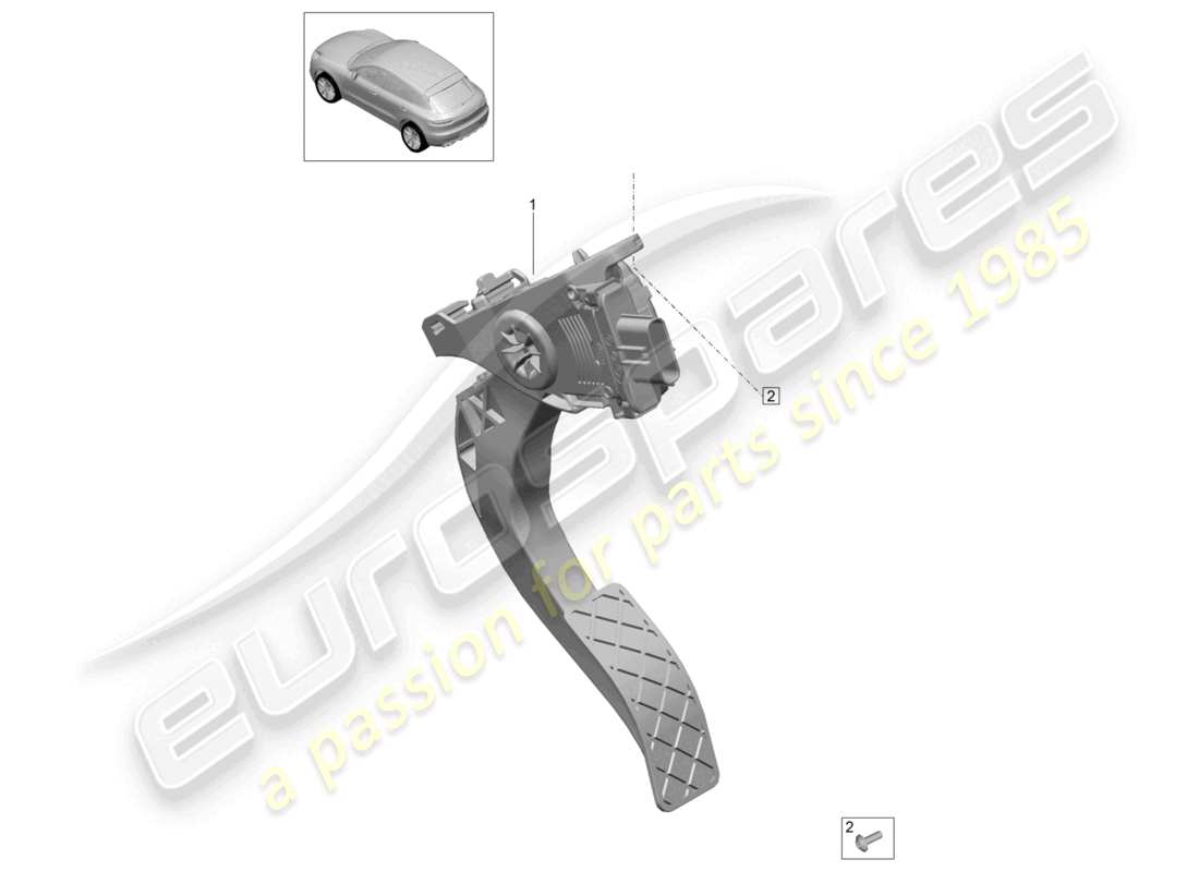 porsche 2021 (macan) control del acelerador mediante el pedal del acelerador diagrama de piezas