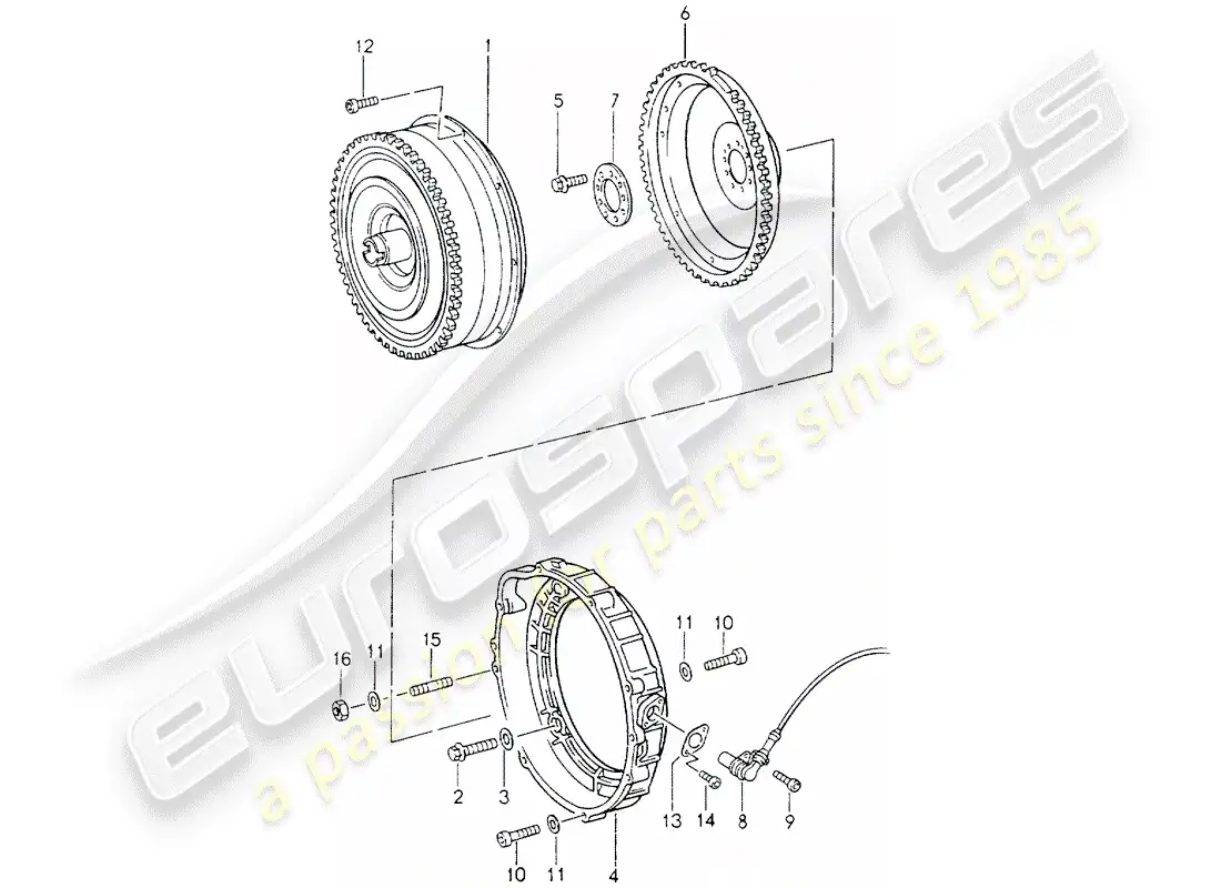 porsche 1990 (964) tiptronic - convertidor de par diagrama de piezas