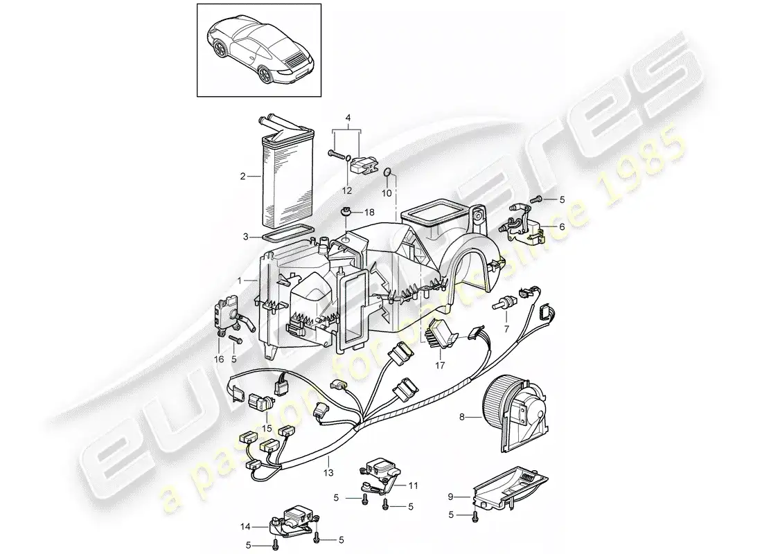 porsche 2011 (997-2) aire acondicionado diagrama de piezas