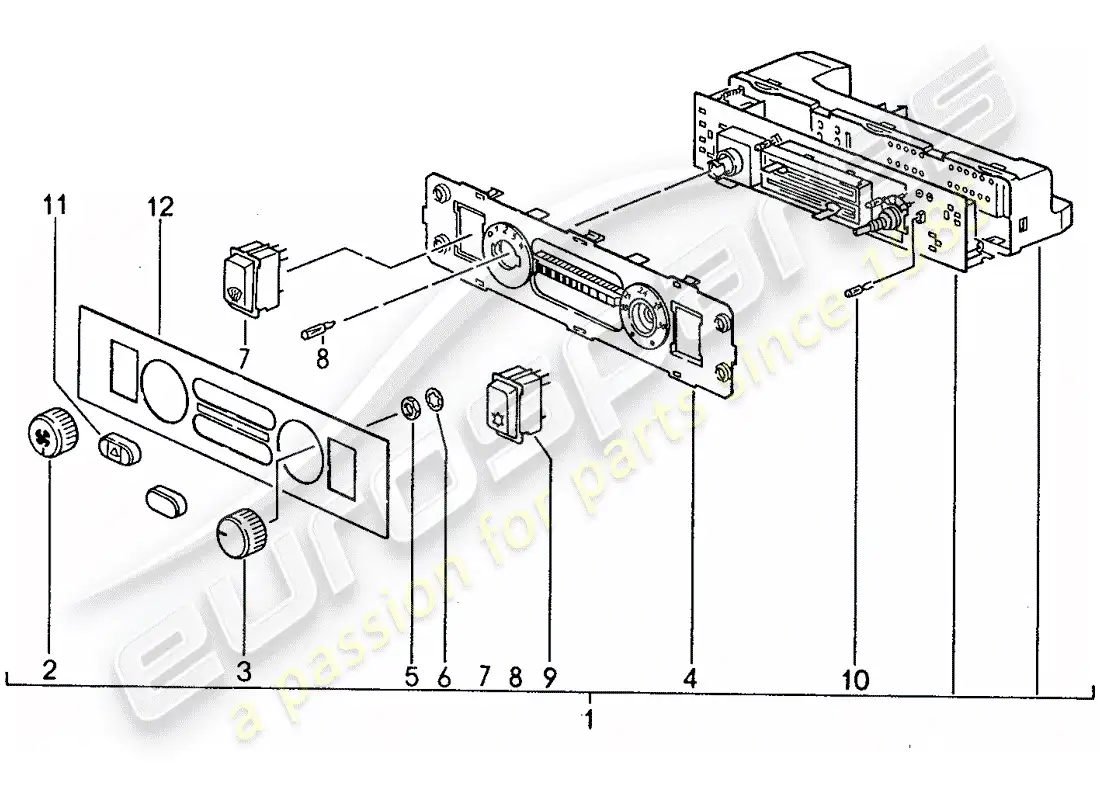 porsche 1990 (944) interruptor de control diagrama de piezas