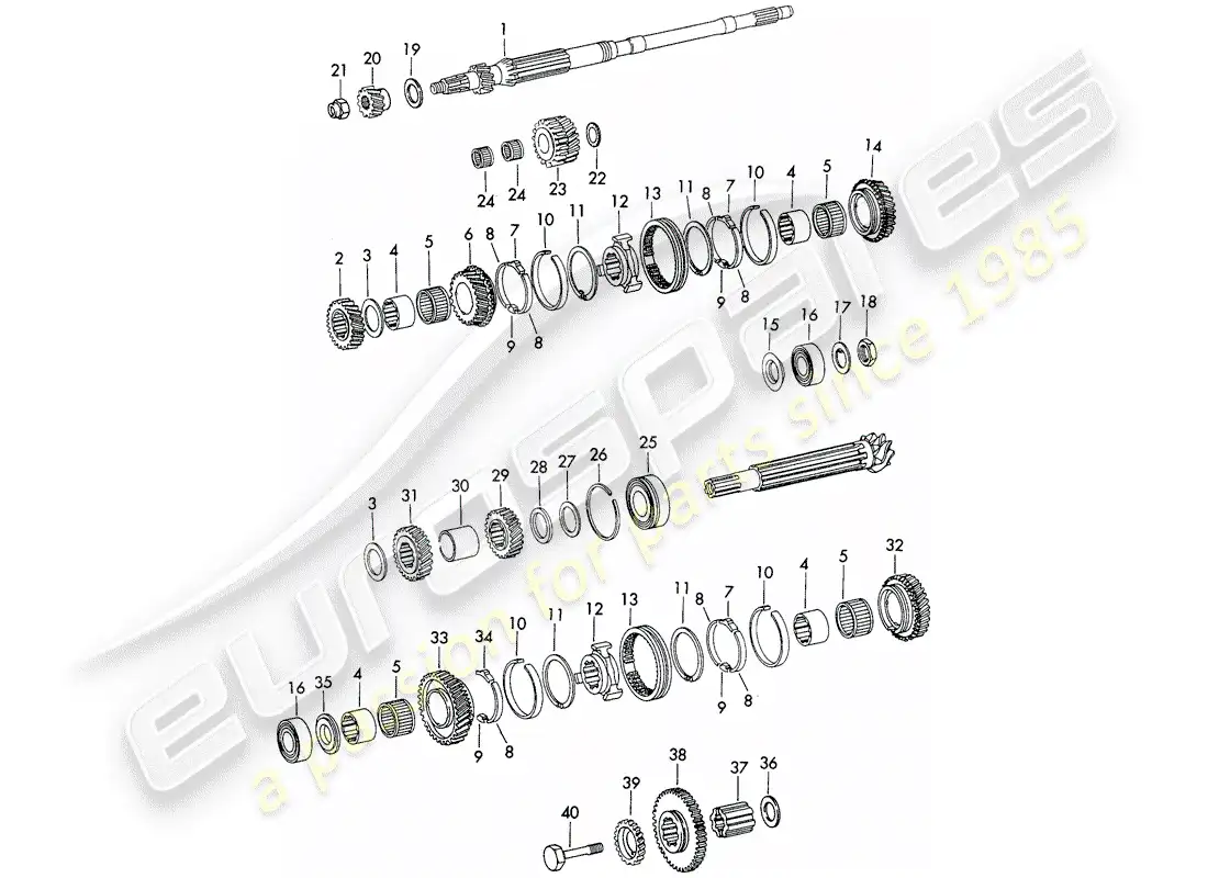 porsche 1973 (911) engranajes y ejes - sportomatic - d - mj 1972>> diagrama de piezas