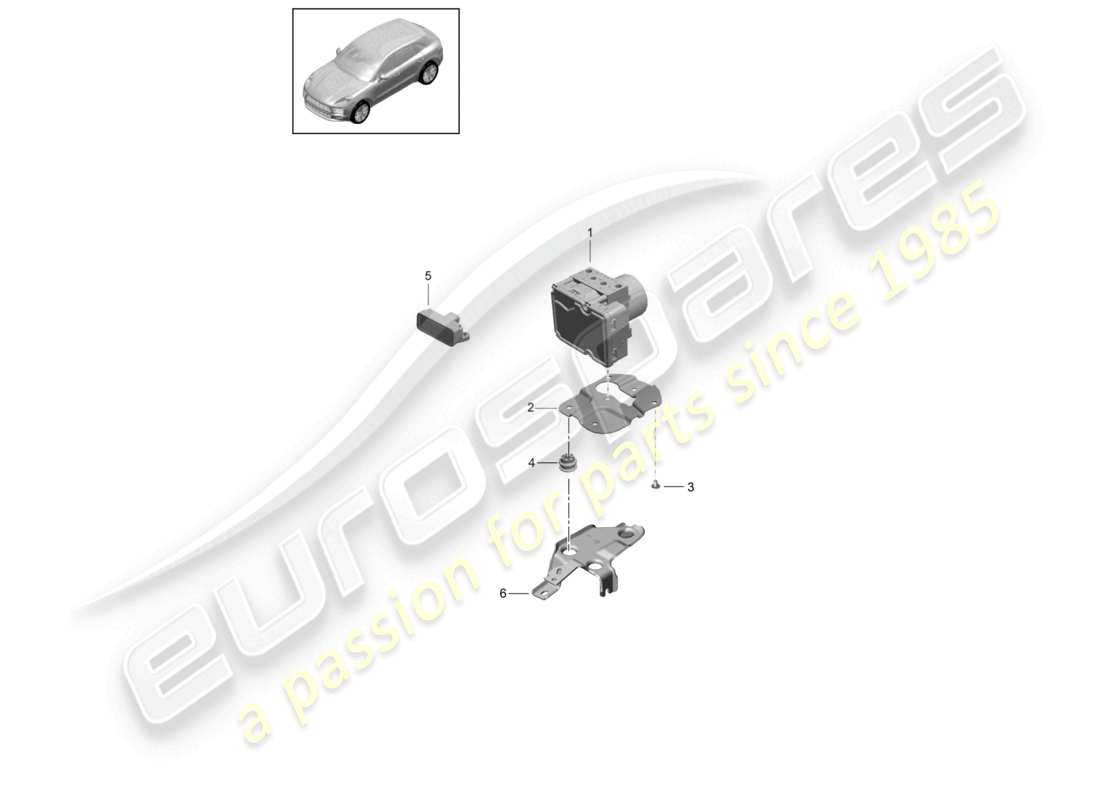 porsche 2021 (macan) unidad hidráulica del sistema de frenos antibloqueo -abs- diagrama de piezas