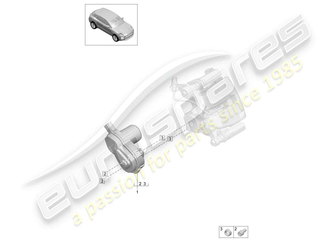 porsche 2021 (macan) freno de estacionamiento eje trasero diagrama de piezas