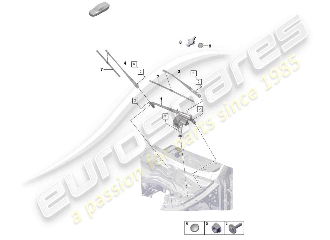 porsche 2023 (cayenne e3 pa) sistema limpiaparabrisas, compl. diagrama de piezas del sensor de lluvia