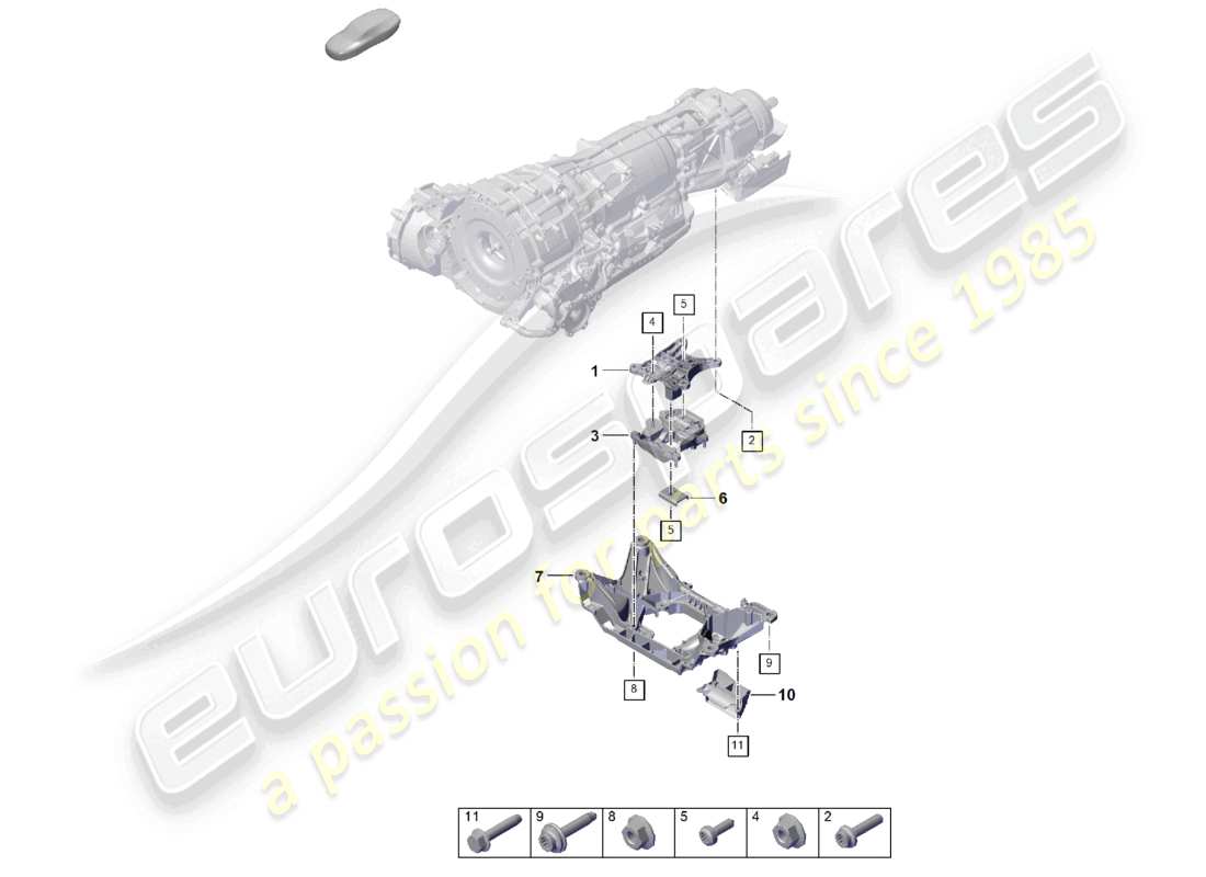 porsche 2025 (cayenne e3 pa) soporte de transmisión de montaje de caja de cambios diagrama de piezas