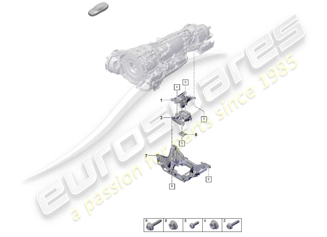 porsche 2025 (cayenne e3 pa) soporte de transmisión de montaje de caja de cambios diagrama de piezas