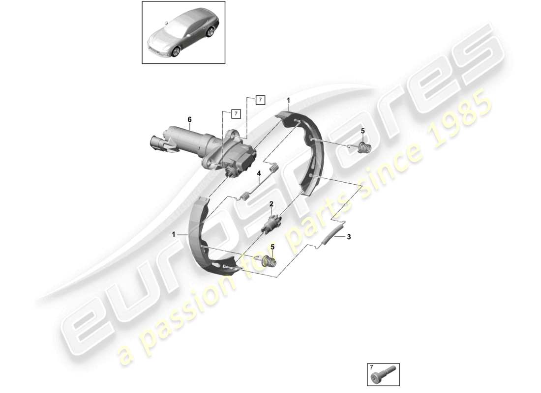 porsche 2021 (panamera 971-1) freno de estacionamiento eje trasero diagrama de piezas