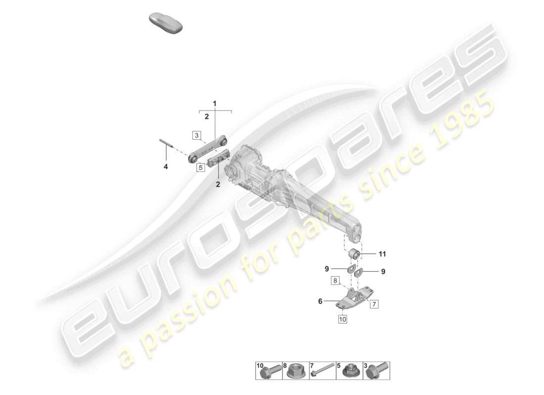 porsche 2024 (992-2) diagrama de piezas de montaje del diferencial del eje delantero