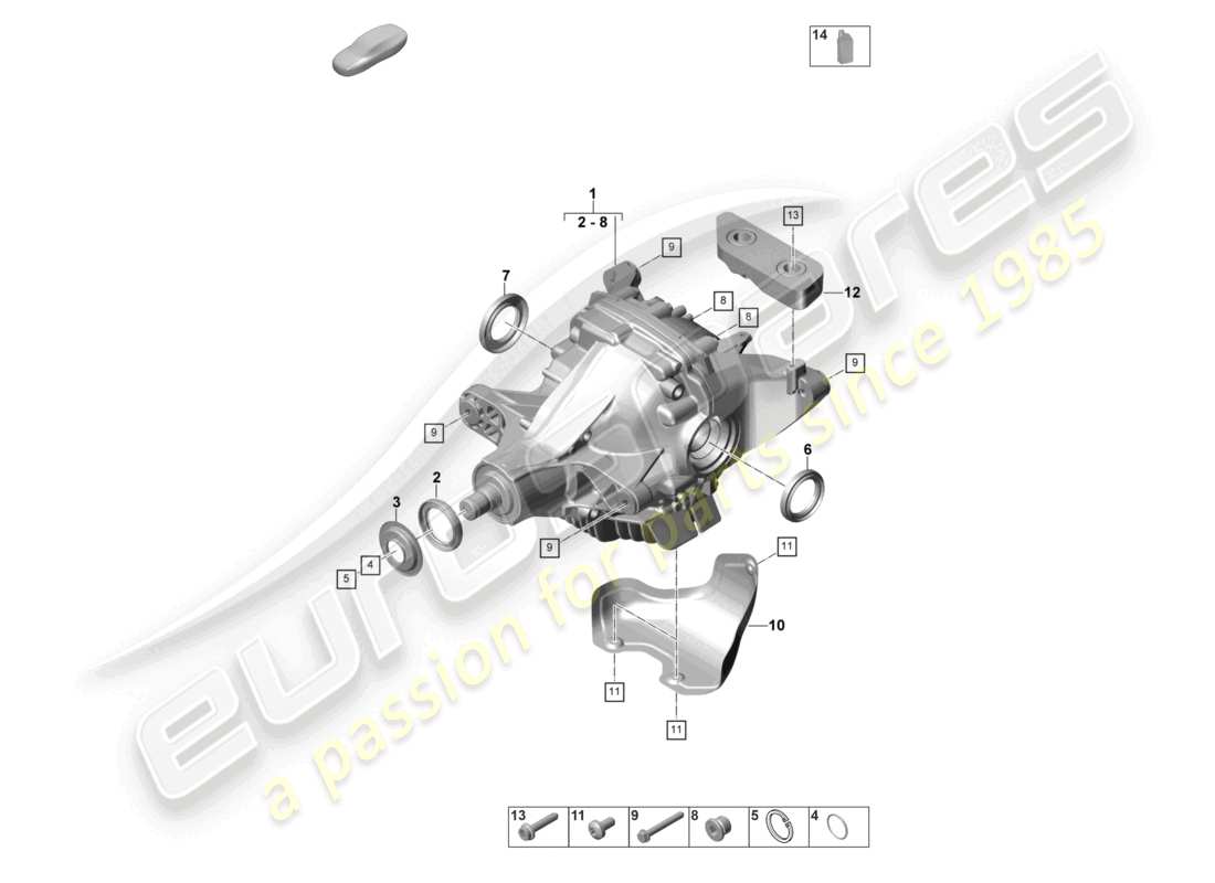 porsche 2022 (panamera 971-2) diagrama de piezas del diferencial del eje trasero