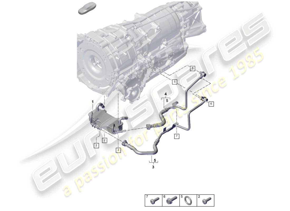 porsche 2023 (cayenne e3 pa) 8-speed caja de cambios automática para vehículos con propulsión híbrida enfriador de aceite de engranajes diagrama de piezas del tubo de aceite