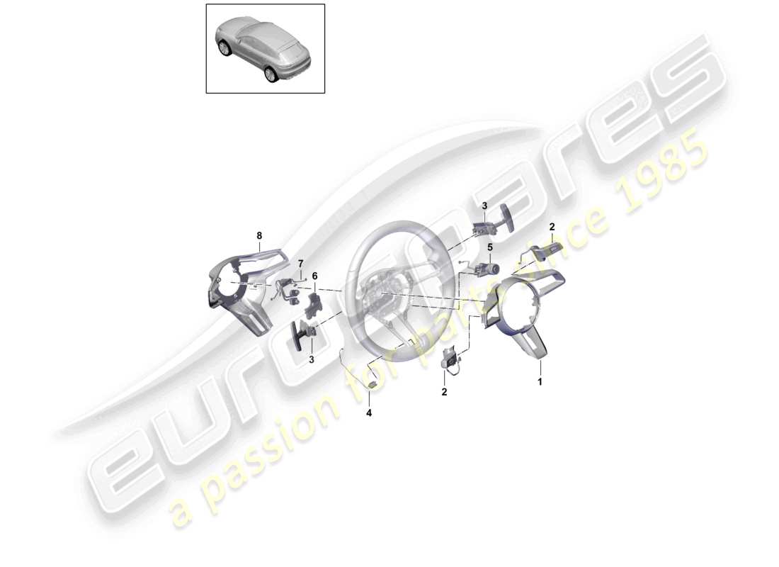 porsche 2021 (macan) volante multifunción pr:gp2 piezas individuales - pdk - diagrama de piezas