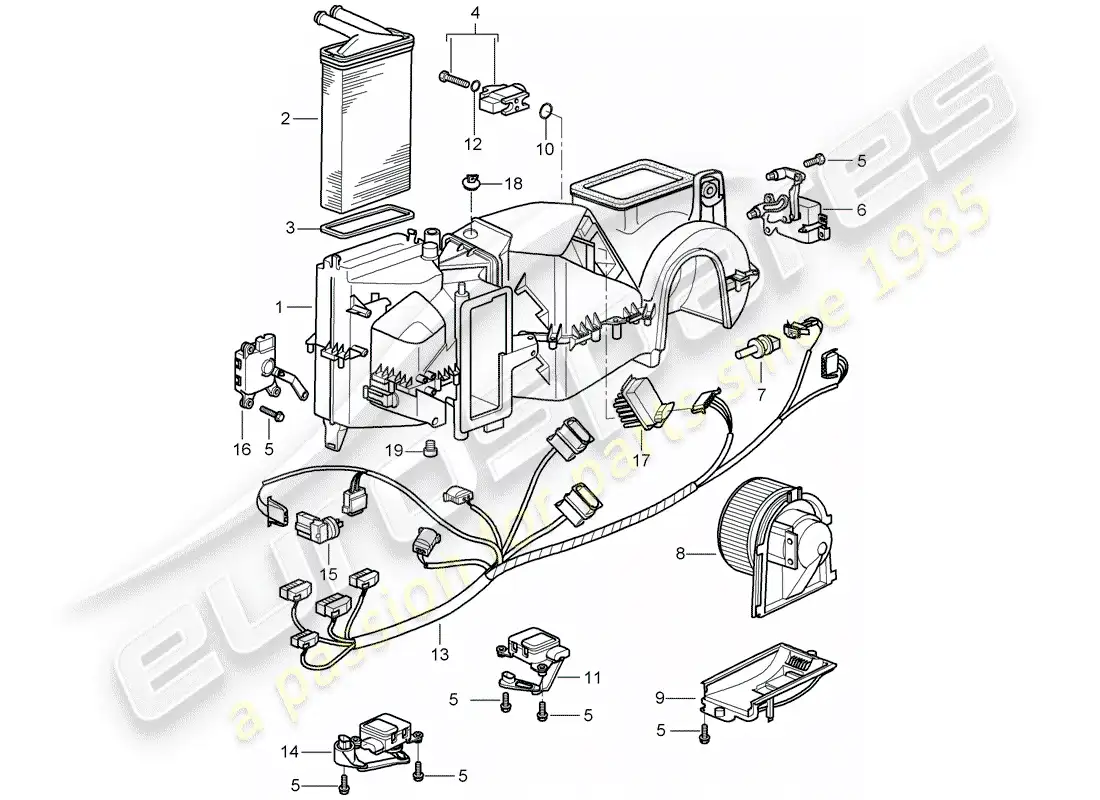 porsche 2008 (997-1 gt3) aire acondicionado diagrama de piezas