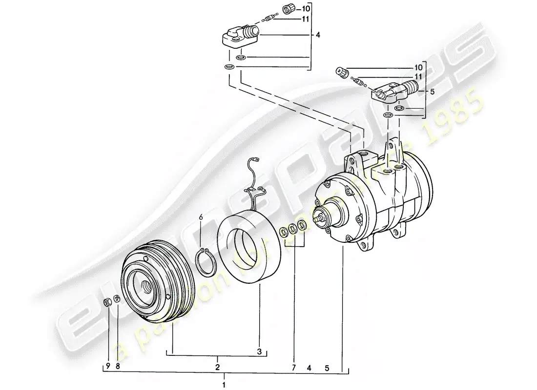 porsche 1983 (944) compresor diagrama de piezas