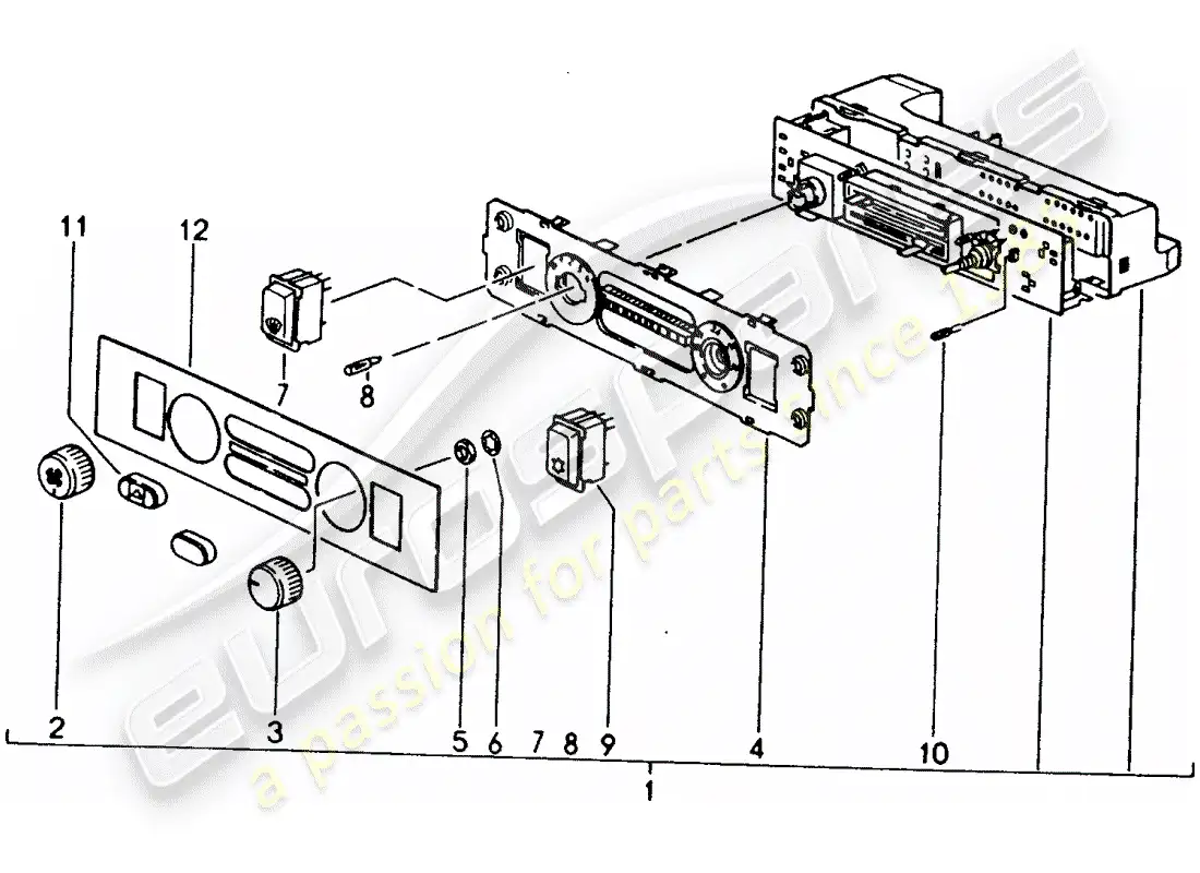 porsche 1988 (944) interruptor de control diagrama de piezas
