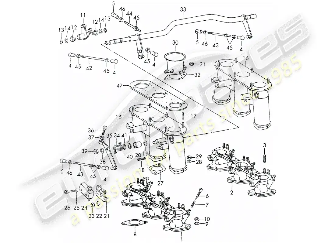 porsche 1971 (911) sistema de inyección - cuerpo del acelerador - d >> - mj 1971 diagrama de piezas
