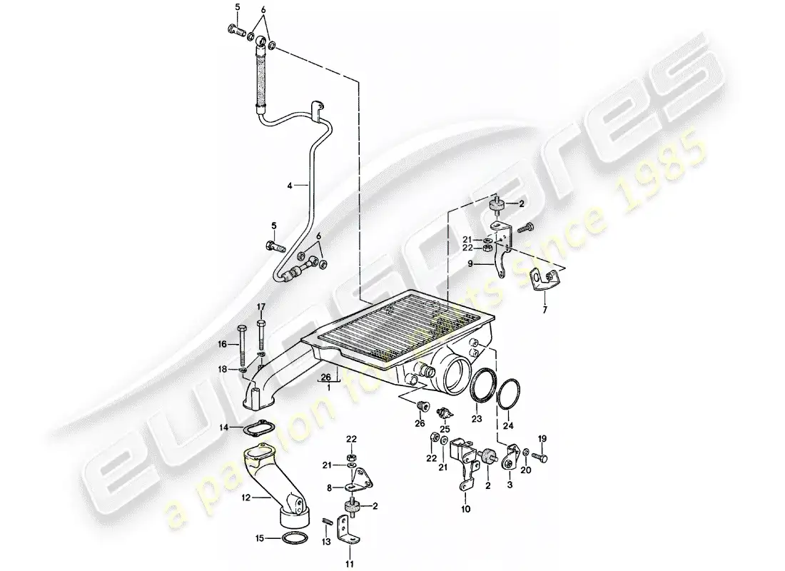 porsche 1981 (924) enfriador de aire de carga diagrama de piezas