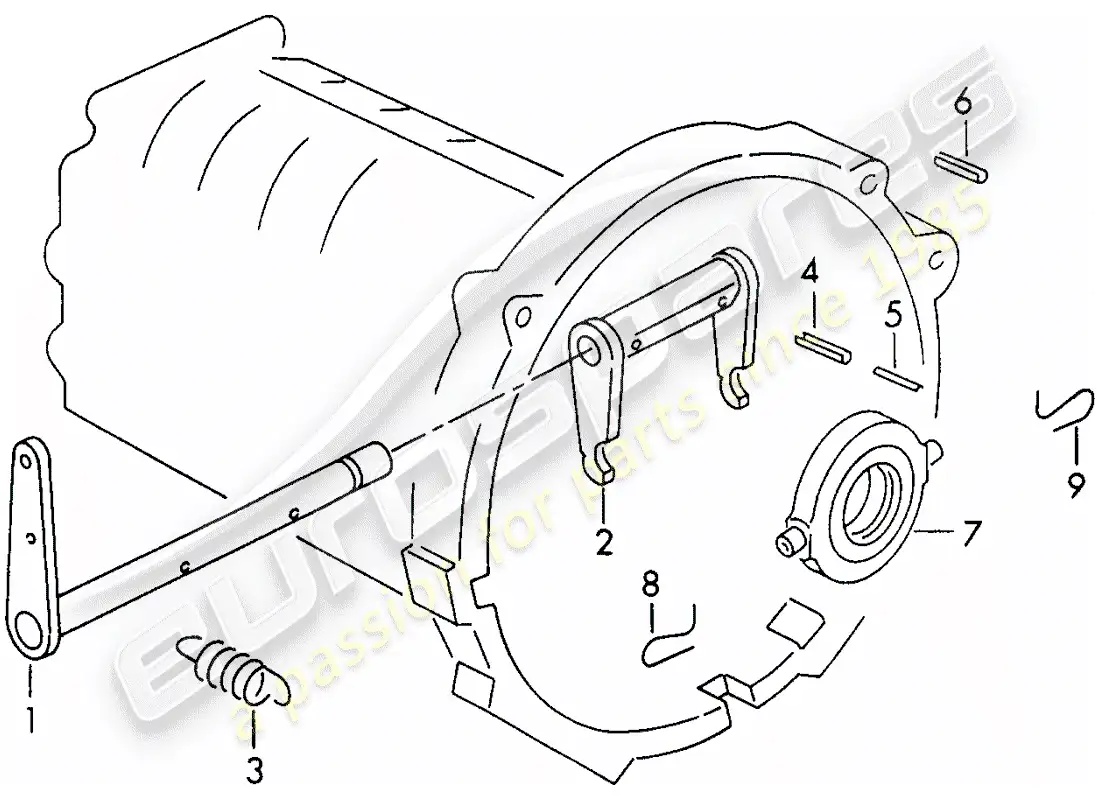 porsche 1958 (356/356a) embrague versión - g 25 001 >> diagrama de piezas