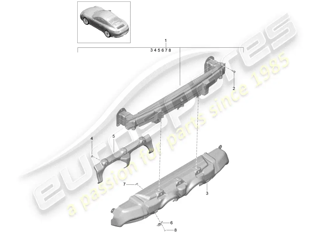porsche 2020 (991-2) soporte de parachoques diagrama de piezas