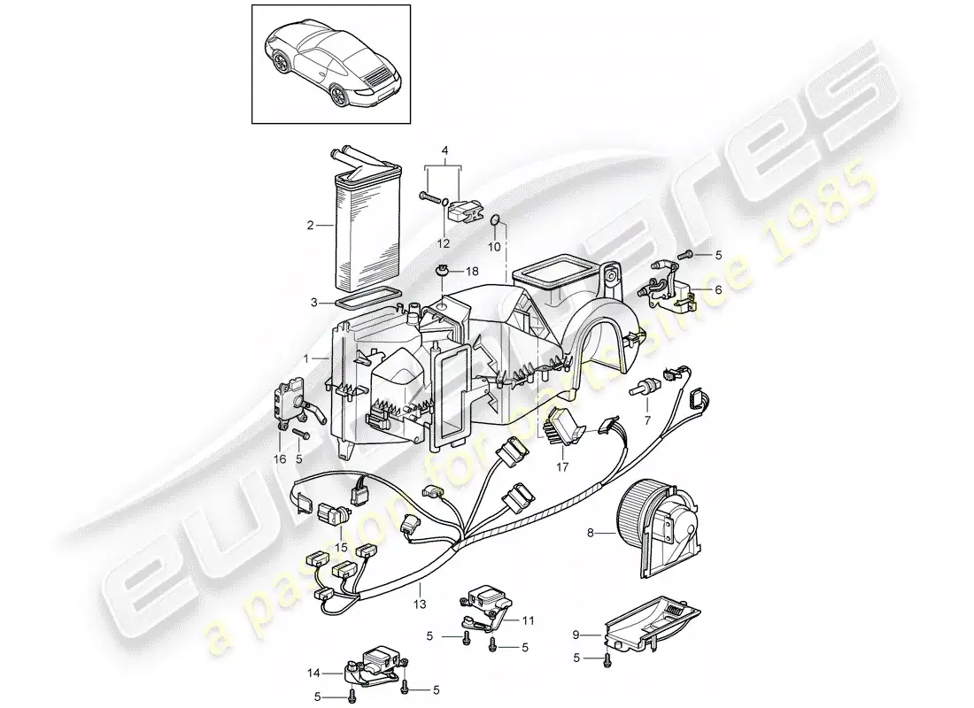 porsche 2007 (997-1) aire acondicionado diagrama de piezas
