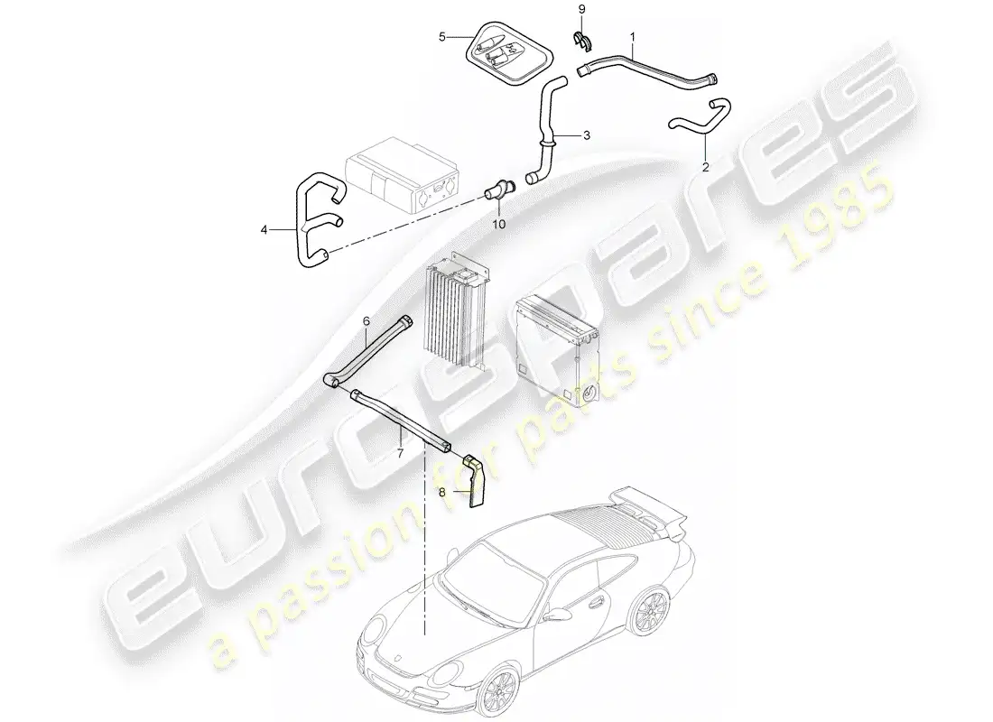 porsche 2007 (997-1 turbo / gt2) compartimiento de equipaje diagrama de piezas