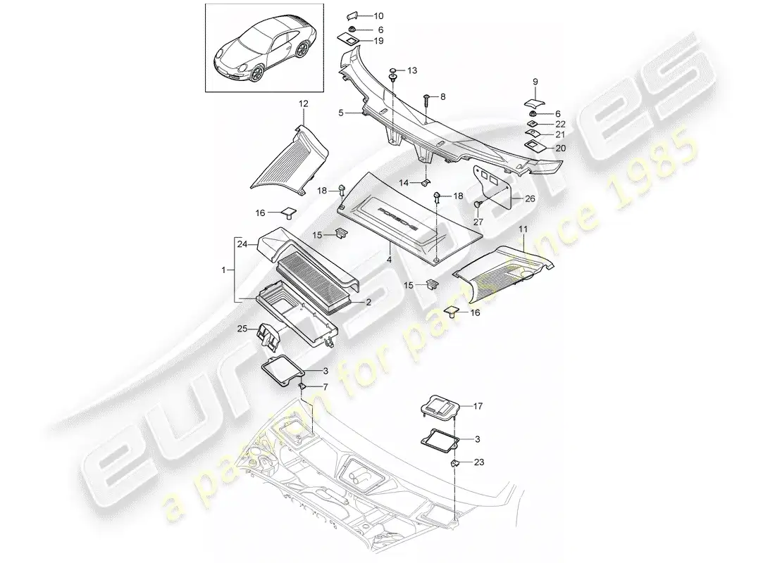 porsche 2009 (997-2) filtro particular diagrama de piezas
