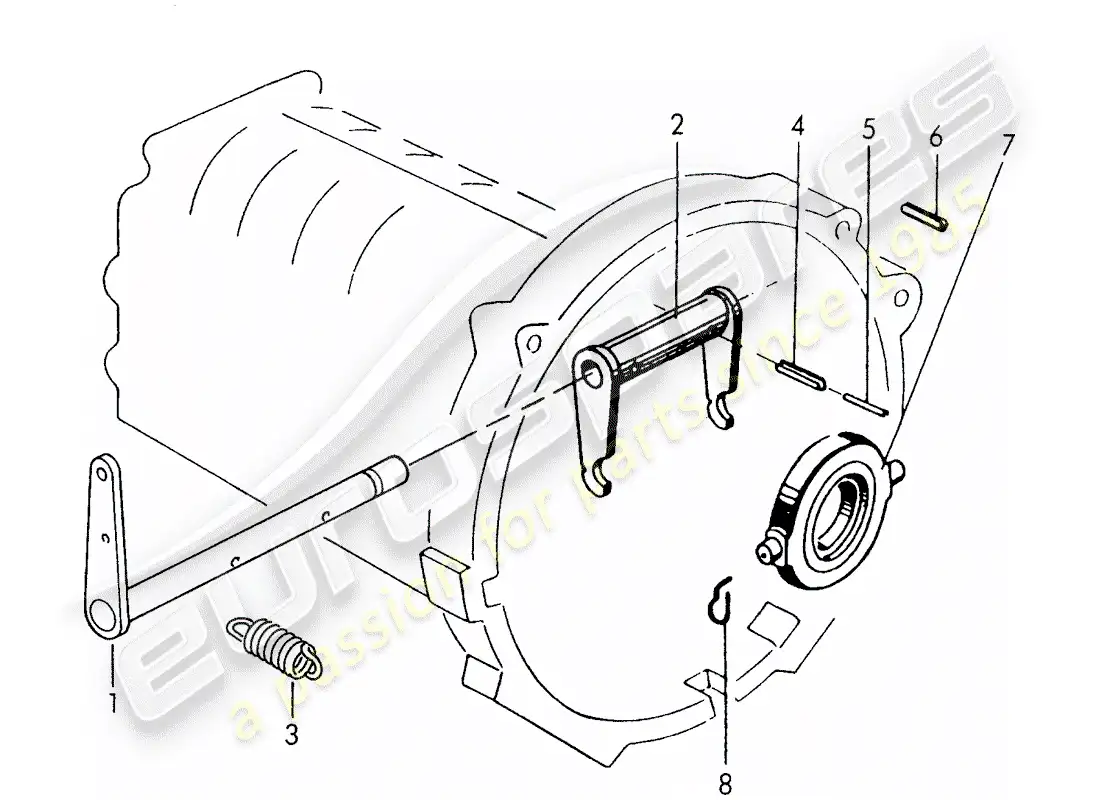 porsche 1958 (356/356a) embrague versión - g 25 001 >> diagrama de piezas