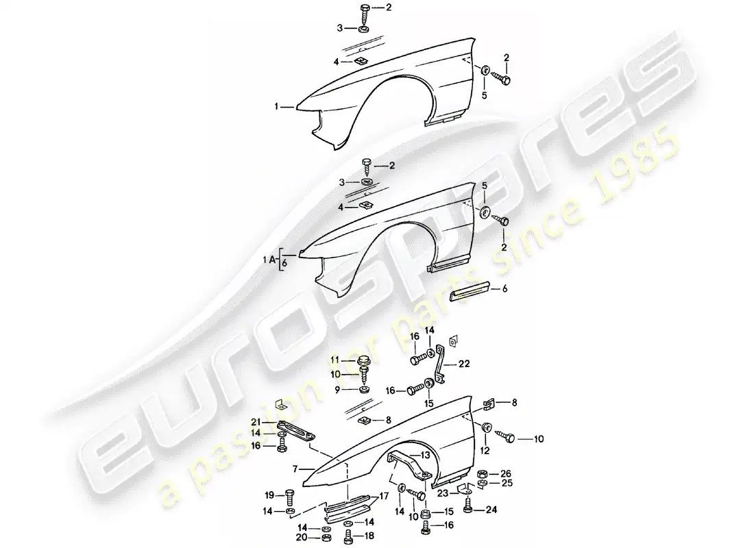 porsche 1982 (924) defensa diagrama de piezas