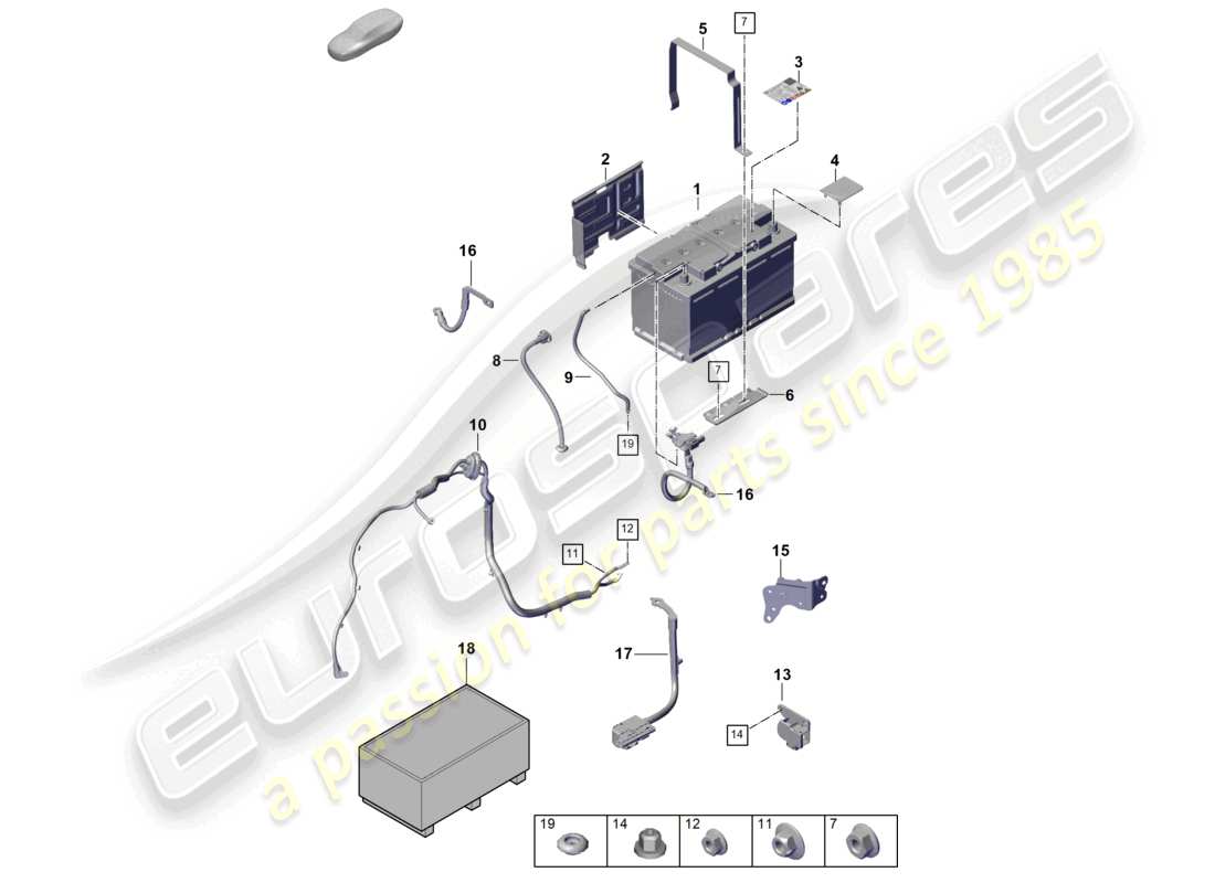porsche 2023 (cayenne e3 pa) batería diagrama de piezas