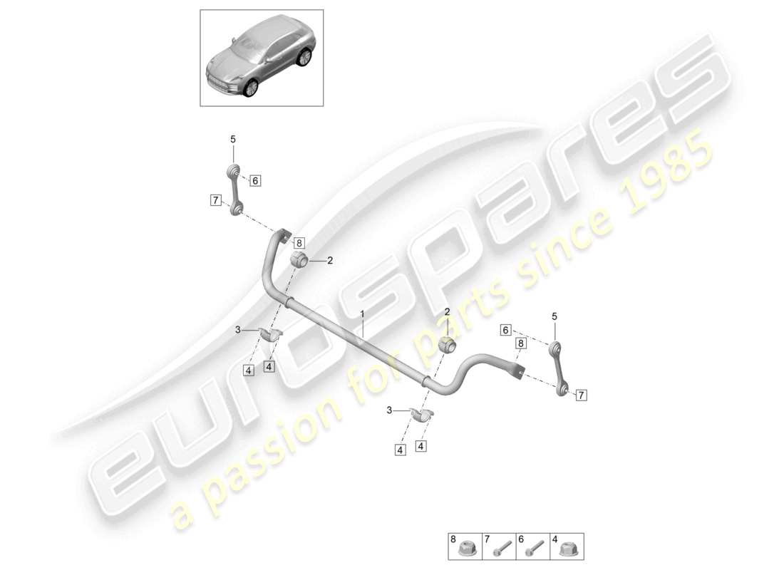porsche 2021 (macan) barra antivuelco diagrama de piezas