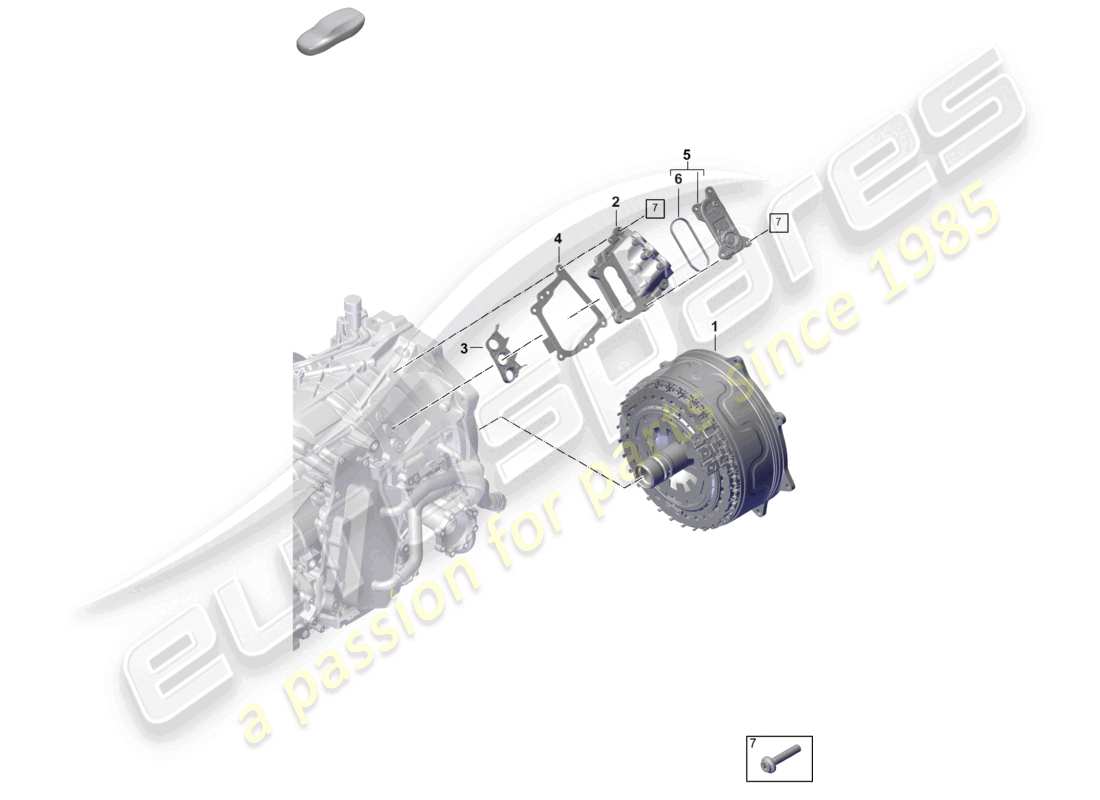 porsche 2025 (992-2) motor de tracción para accionamiento eléctrico para vehículos con accionamiento híbrido diagrama de piezas