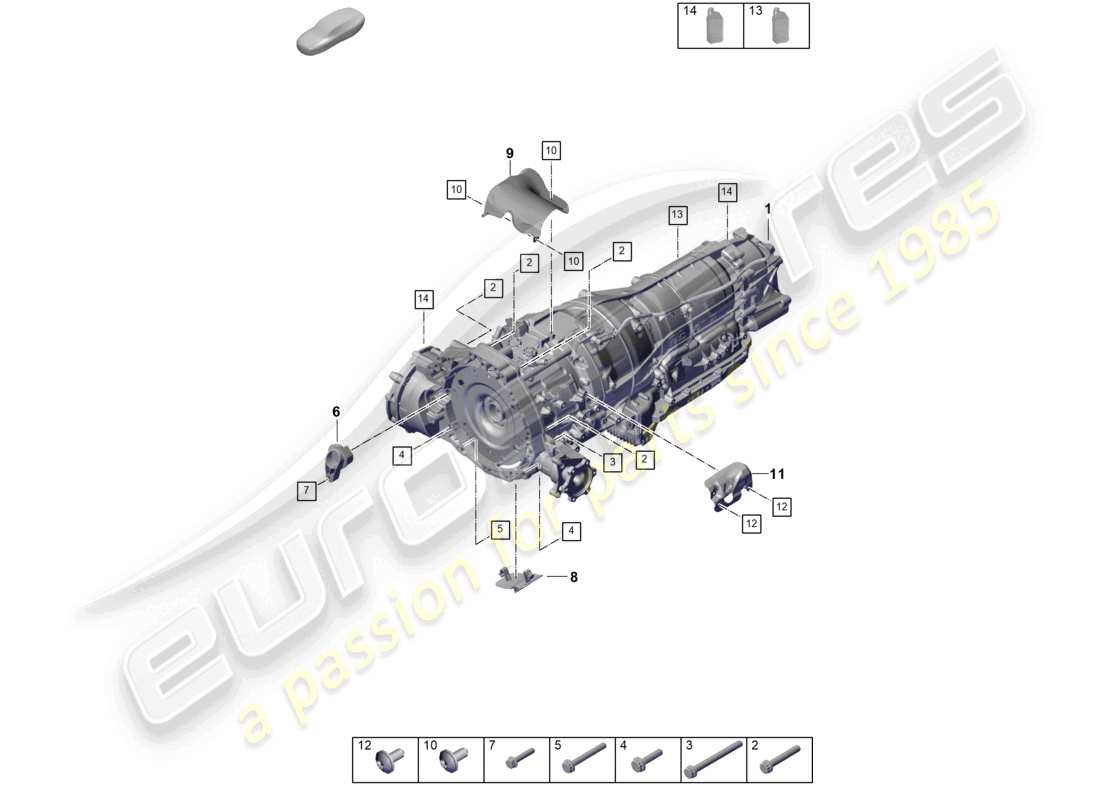 porsche 2025 (cayenne e3 pa) 8-speed caja de cambios automática para vehículos con propulsión híbrida piezas de montaje para motor y transmisión diagrama de piezas