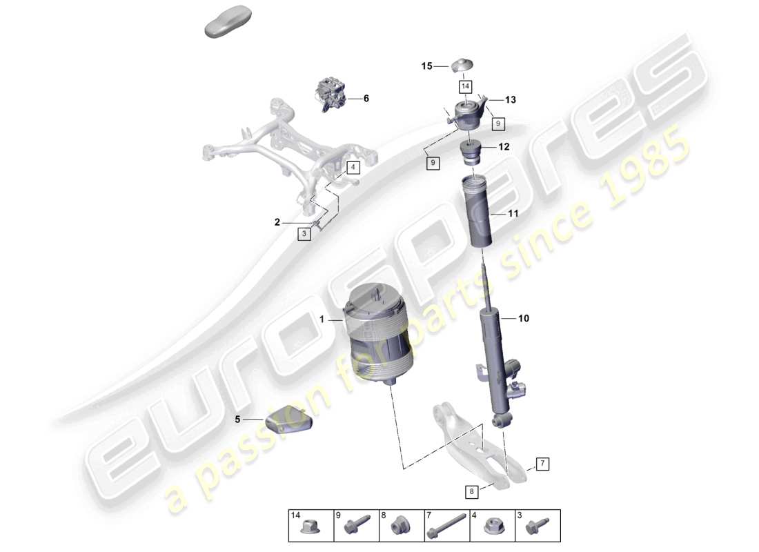 porsche 2023 (cayenne e3 pa) diagrama de piezas del sensor de nivel de amortiguadores de aire de suspensión neumática