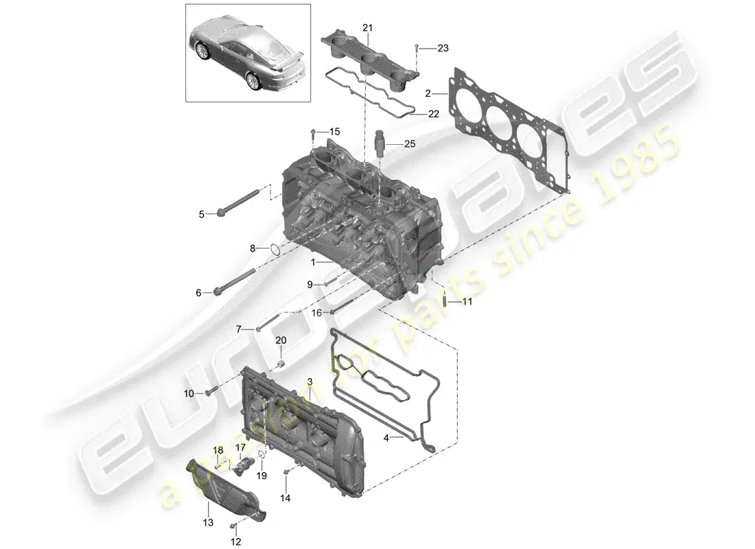porsche 2016 (991-1 r/gt3/rs) cabeza de cilindro diagrama de piezas