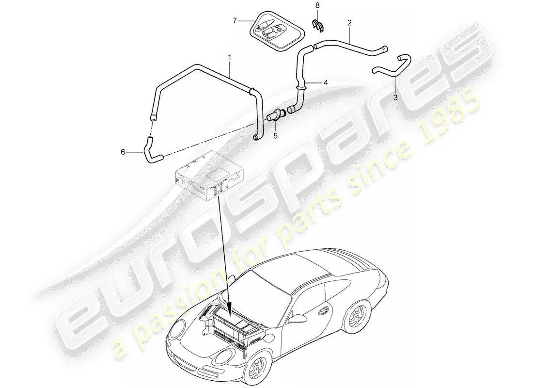 porsche 2011 (997-2) compartimiento de equipaje diagrama de piezas