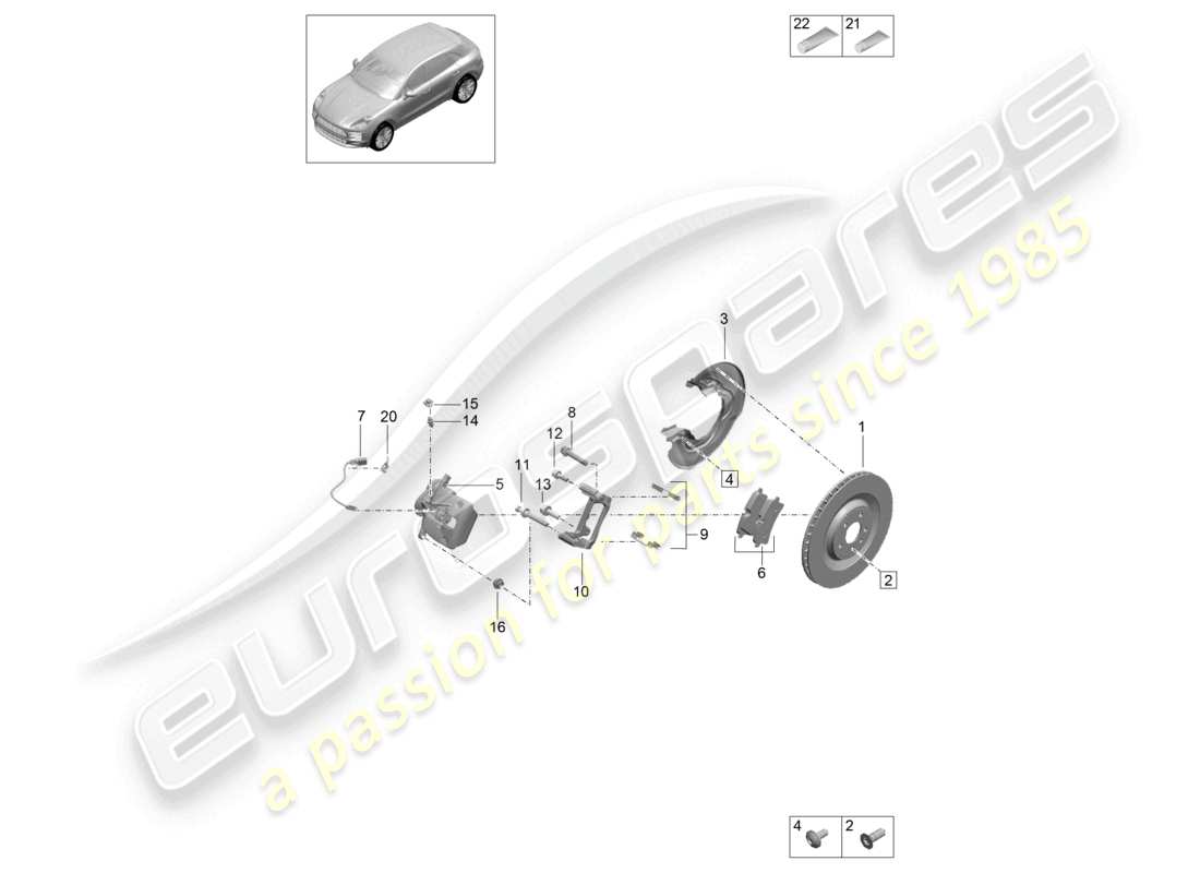 porsche 2021 (macan) freno de disco básico eje trasero negro d - mj 2022>> diagrama de piezas