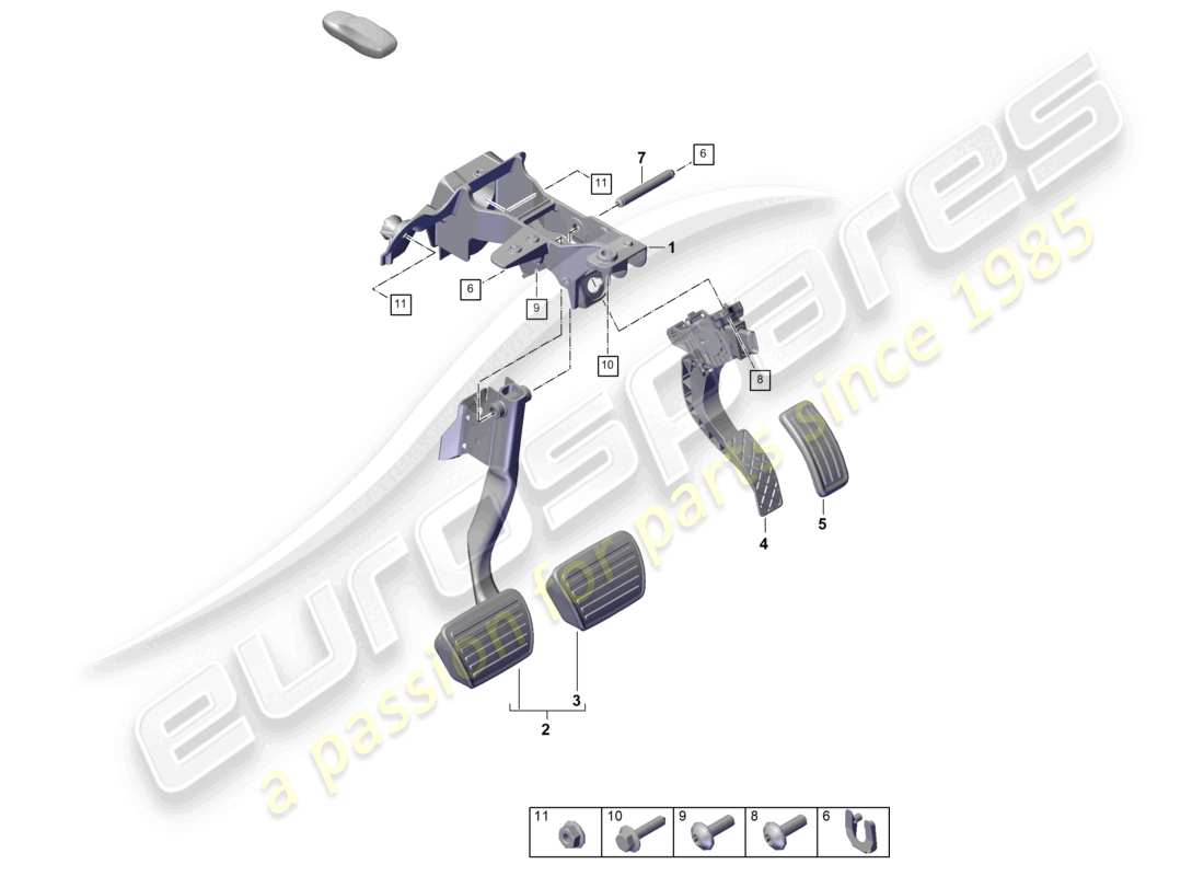 porsche 2023 (cayenne e3 pa) freno y aceleración. palanca mecanica. diagrama de piezas