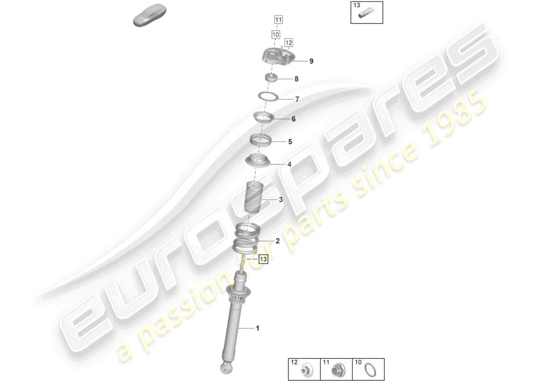 porsche 2021 (992-1 gt3/rs/st) diagrama de piezas de los amortiguadores de suspensión