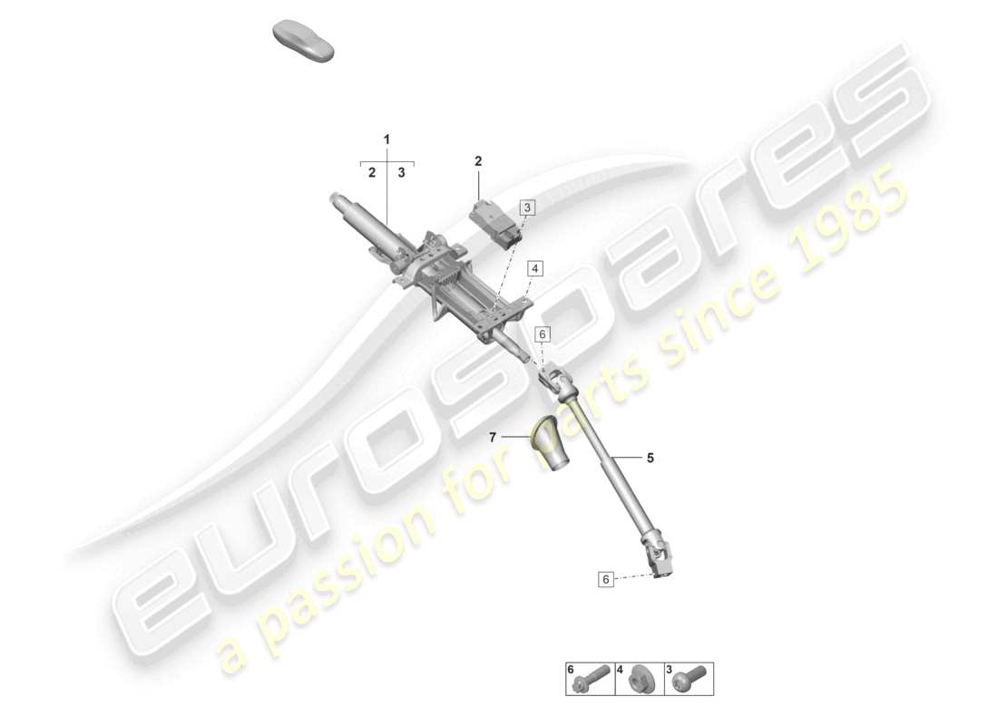 porsche 2023 (992-1 gt3/rs/st) columna de dirección diagrama de piezas