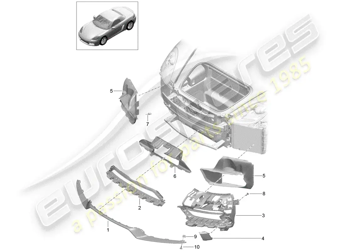 porsche 2018 (718 boxster) ducto de aire diagrama de piezas
