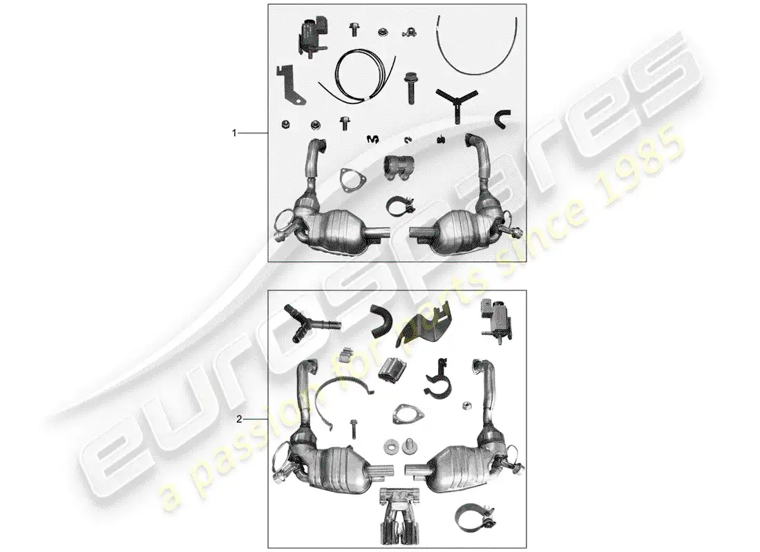 porsche 2012 (tequipment) sistema de escape diagrama de piezas