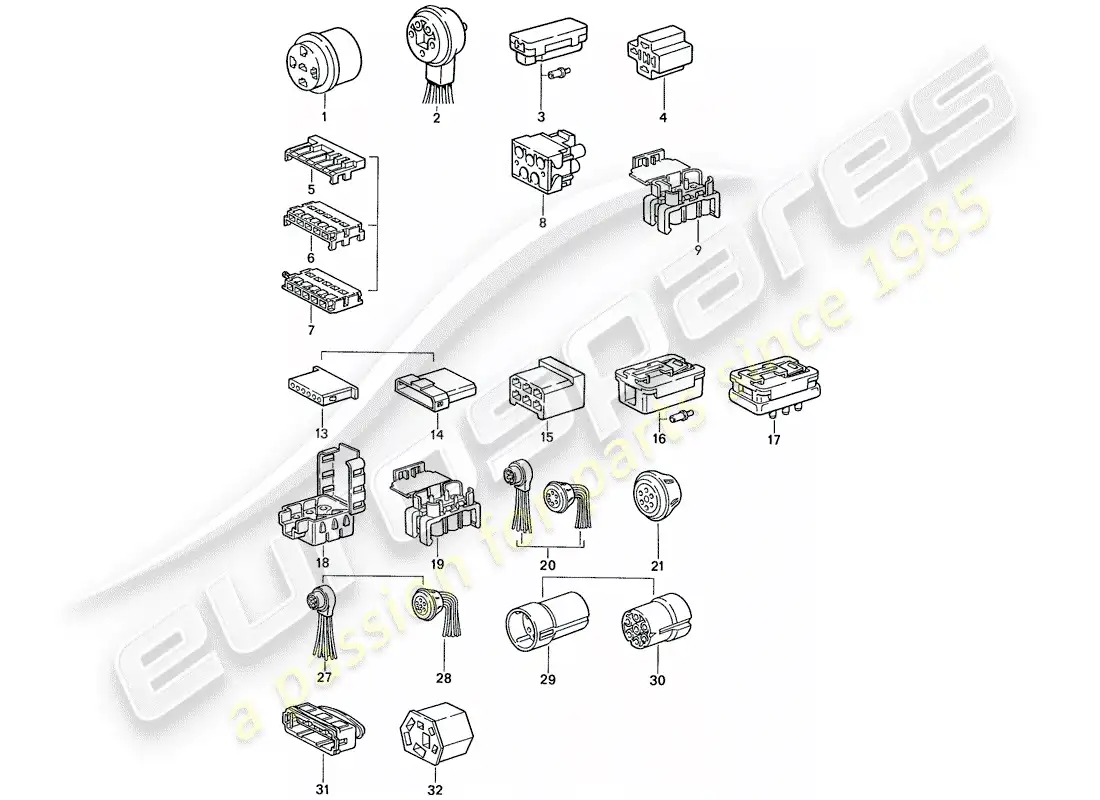 porsche 1991 (944) carcasa del conector diagrama de piezas