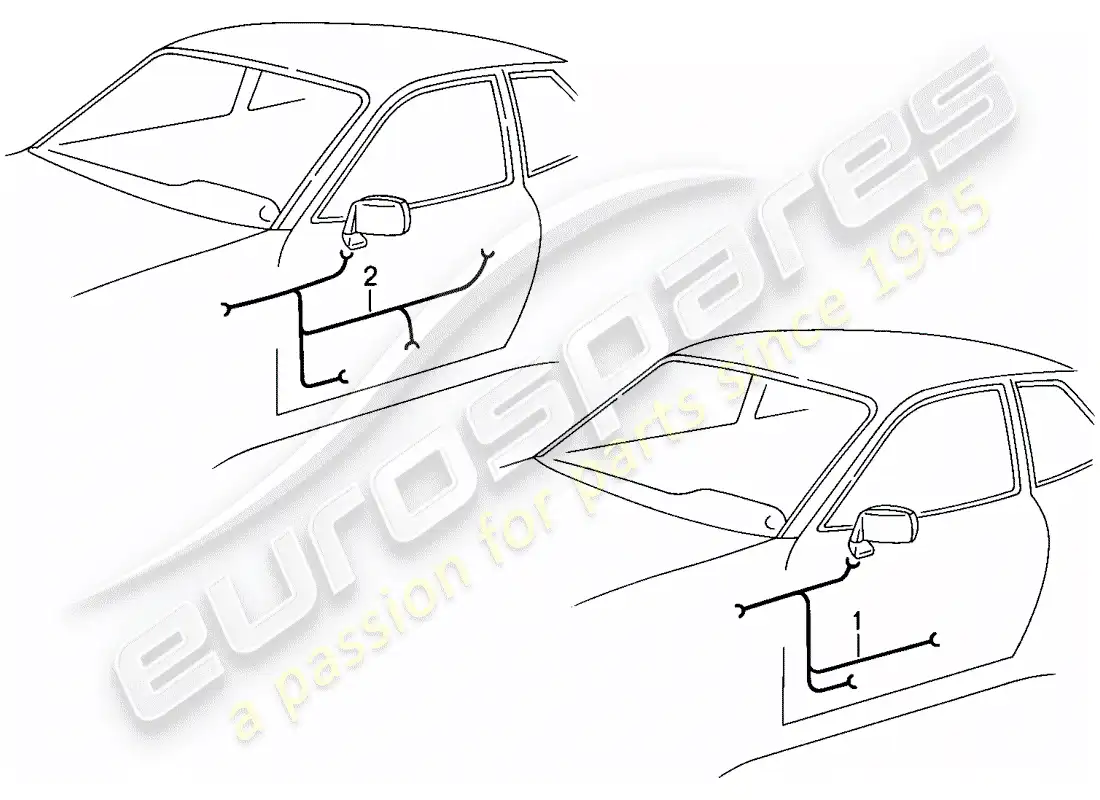 porsche 1988 (944) arneses de cableado - puertas diagrama de piezas