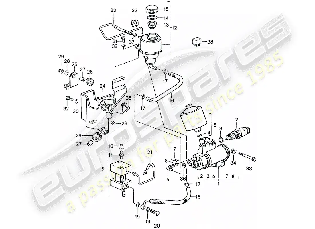 porsche 1990 (928) transmisión automática - control de bloqueo 1 - d - mj 1990>> diagrama de piezas