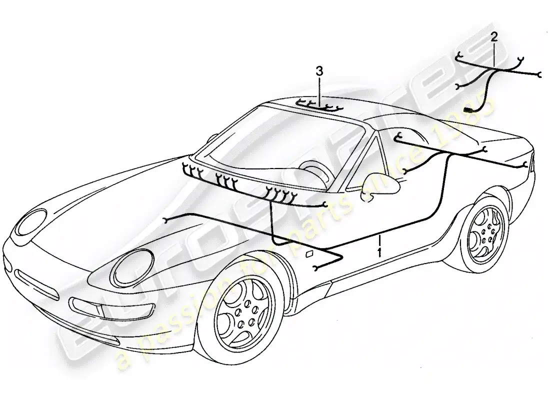 porsche 1995 (968) mazo de cables - habitáculo diagrama de piezas